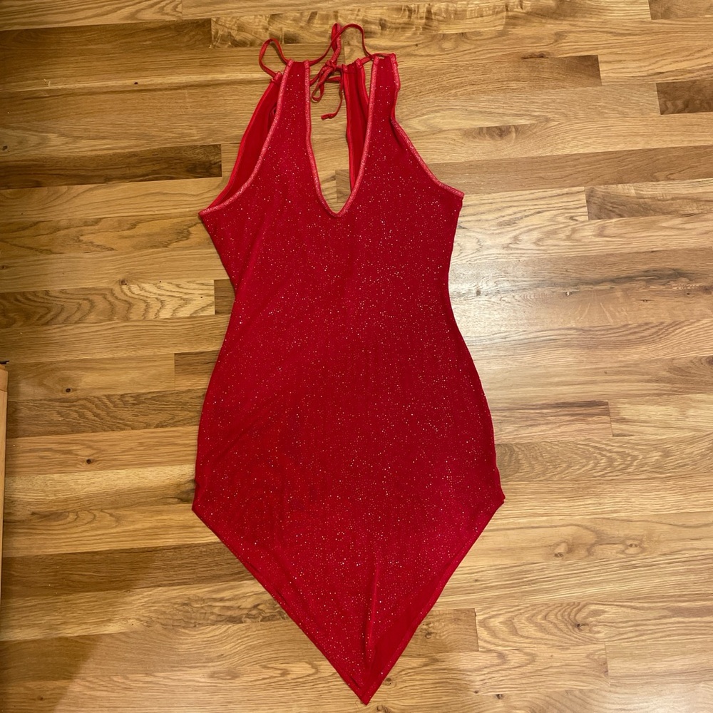Red Sparkly Halter show girl halloween Dress